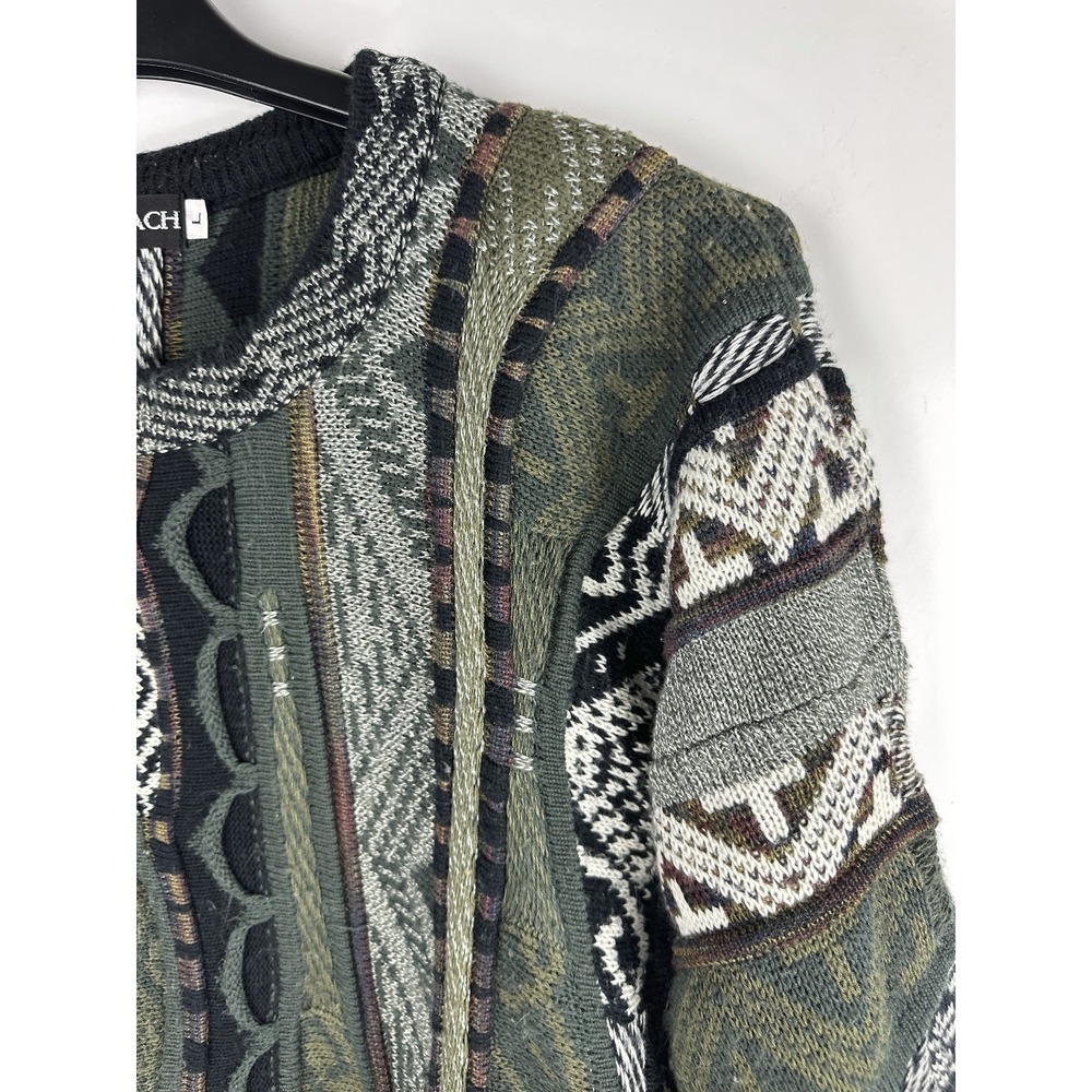 Bachrach Knit 3D Textured Sweater Cosby Biggie Style Earth Tones Mens Size Large - Picture 15 of 16